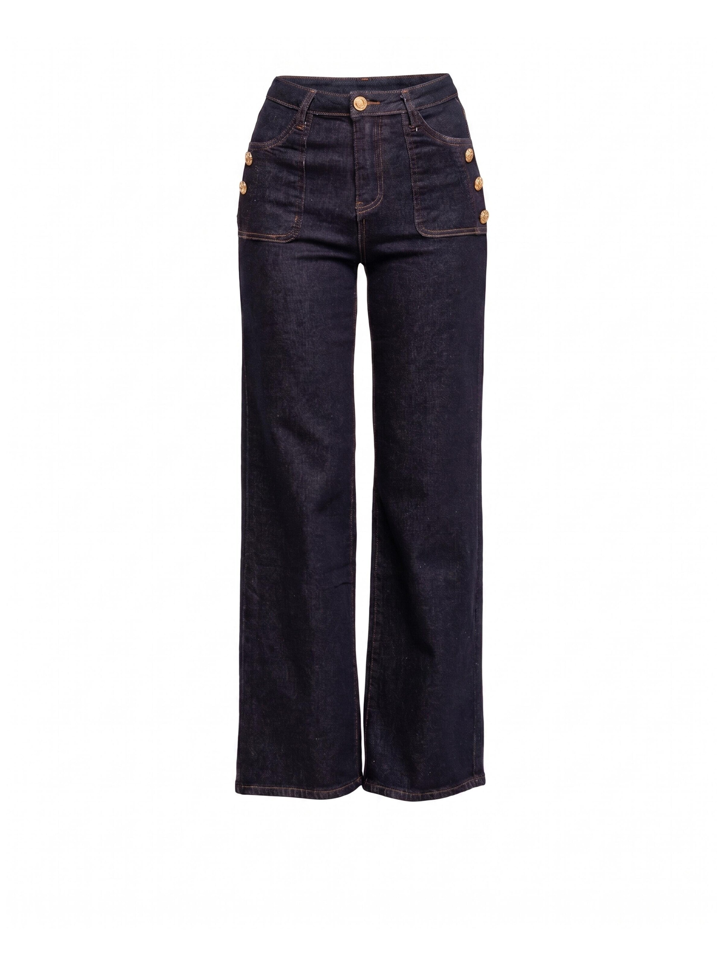 Tantra Regular Jeans 'Jeans rectos de tiro alto  con bolsillos frontales y detalle de botones dorados' in Blue: front