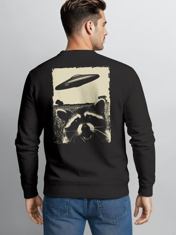 Neverless Sweatshirt 'Ufo Waschbär' in Black