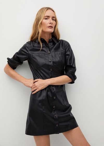 MANGO Košilové šaty 'Nastia' - černá, Model/ka