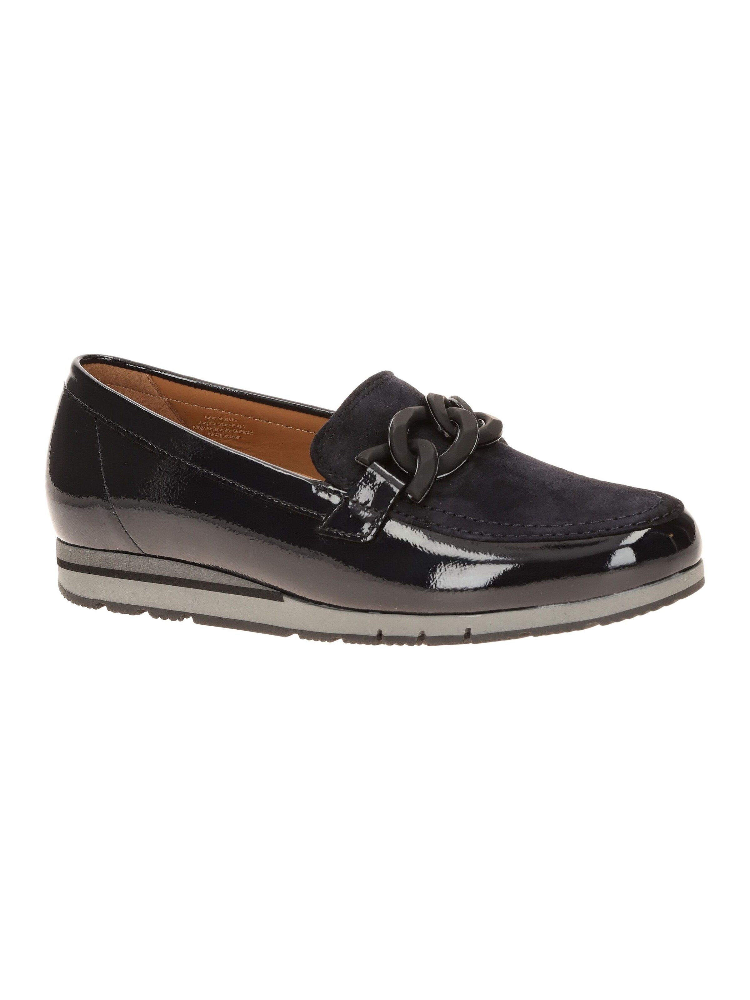 GABOR Classic Flats 'Gabor Schuhe Slipper blau Lack Velour Mokassin 4004.01' in Blue: front