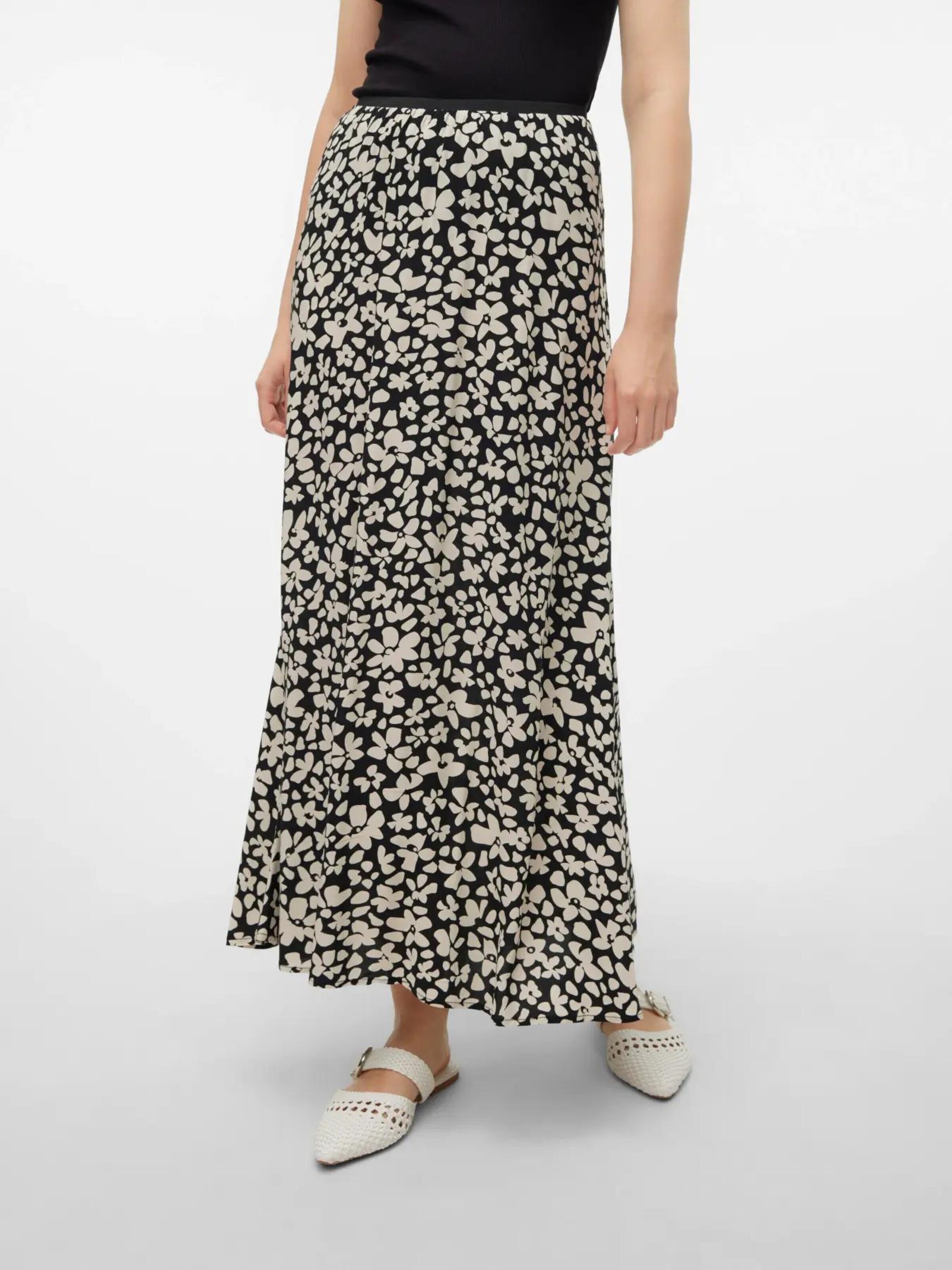 VERO MODA Rok 'VMALBA ANKLE SKIRT WVN NOOS' in Zwart: voorkant