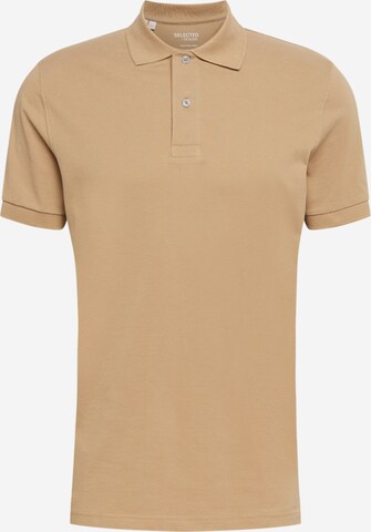 T-Shirt 'Neo' SELECTED HOMME en marron : devant