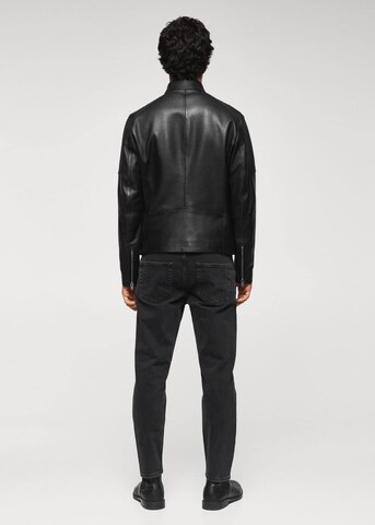 MANGO MAN Between-Season Jacket 'Cuir' in Black