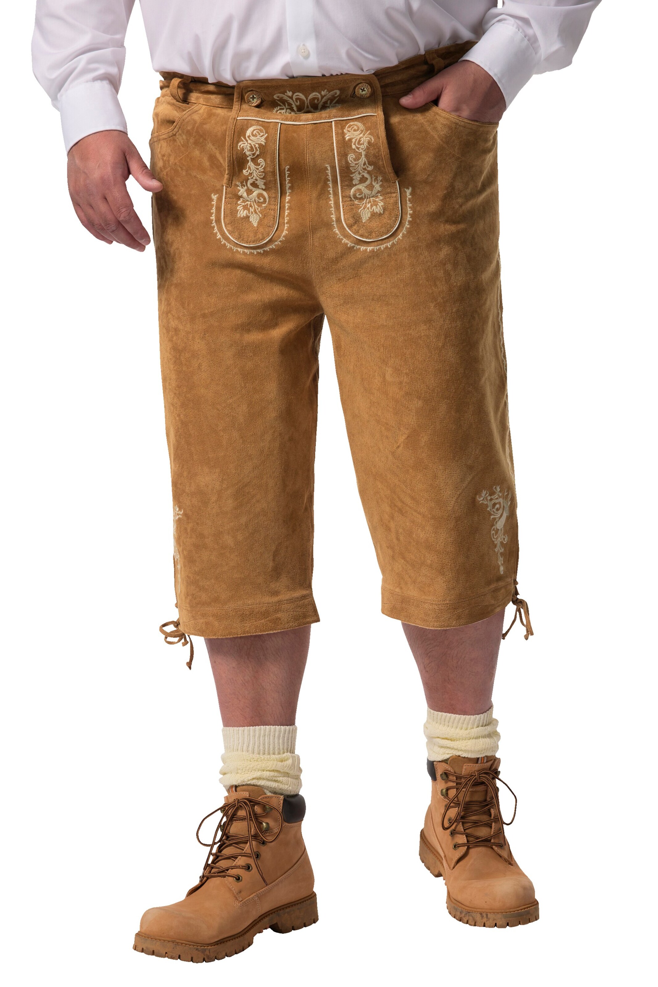 Men Plus Regular Klederdracht broek in Bruin: voorkant