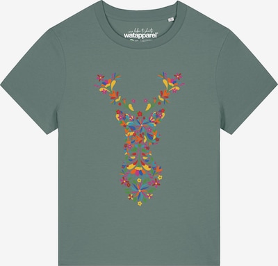 Watapparel T-Shirt 'Floral Deer' in XXL in dunkelblau / gelb / jade / dunkelpink, Produktansicht