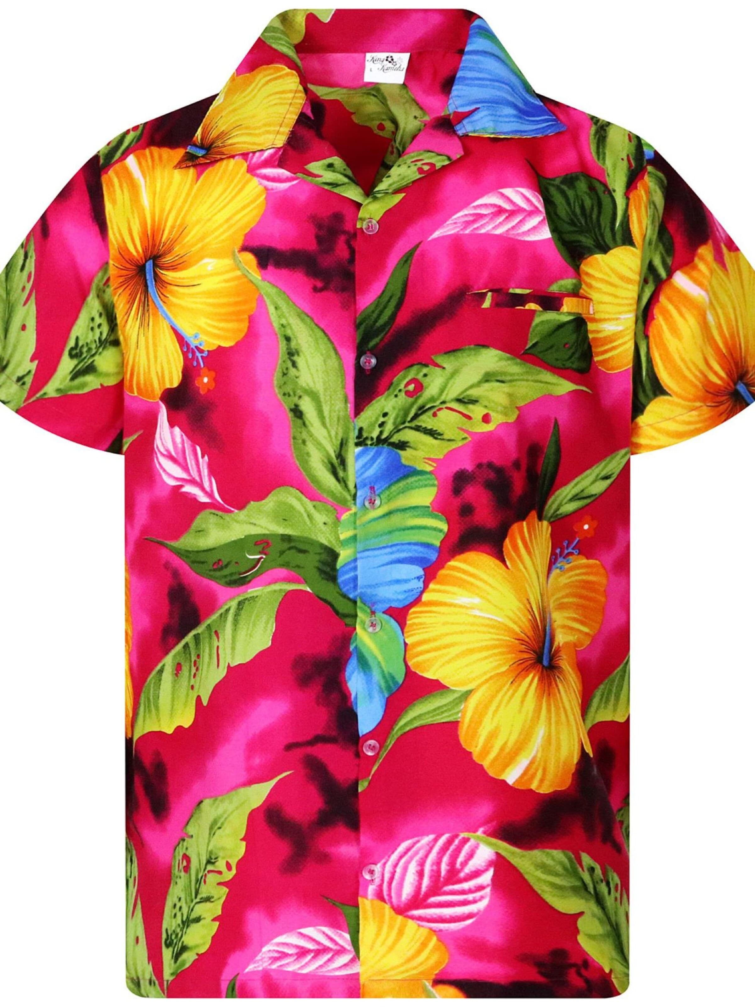 King Kameha Shirt 'Big Flower' in Roze: voorkant