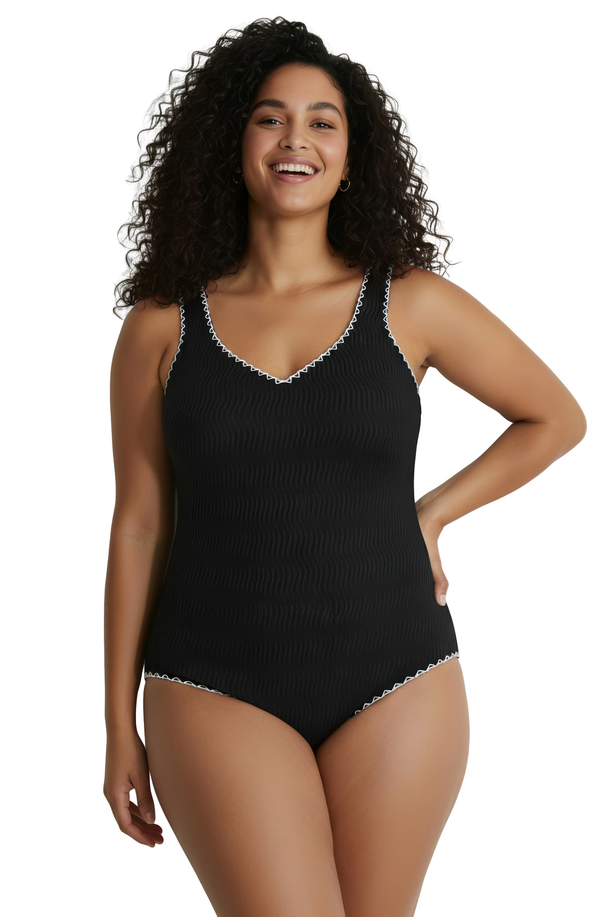 Ulla Popken Badpak in Zwart: voorkant