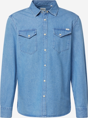 MUSTANG Comfort fit Button Up Shirt 'Duver' in Blue: front