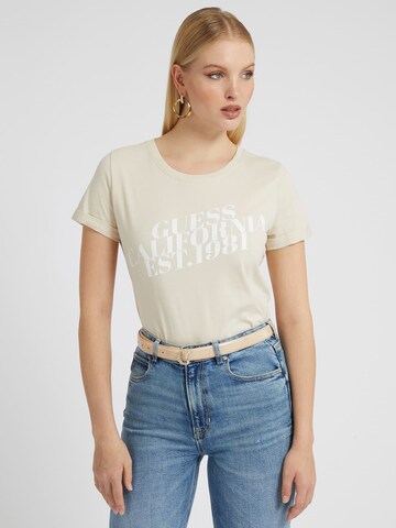 T-shirt GUESS en beige : devant