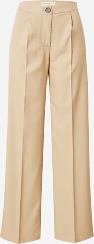 24COLOURS Wide leg Pleated Pants in Beige: front