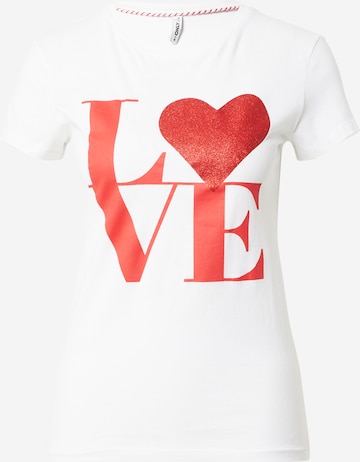 T-shirt 'LOVE LIFE' ONLY en blanc : devant