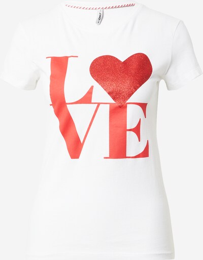 ONLY Majica 'LOVE LIFE' u svijetlocrvena / bijela, Pregled proizvoda