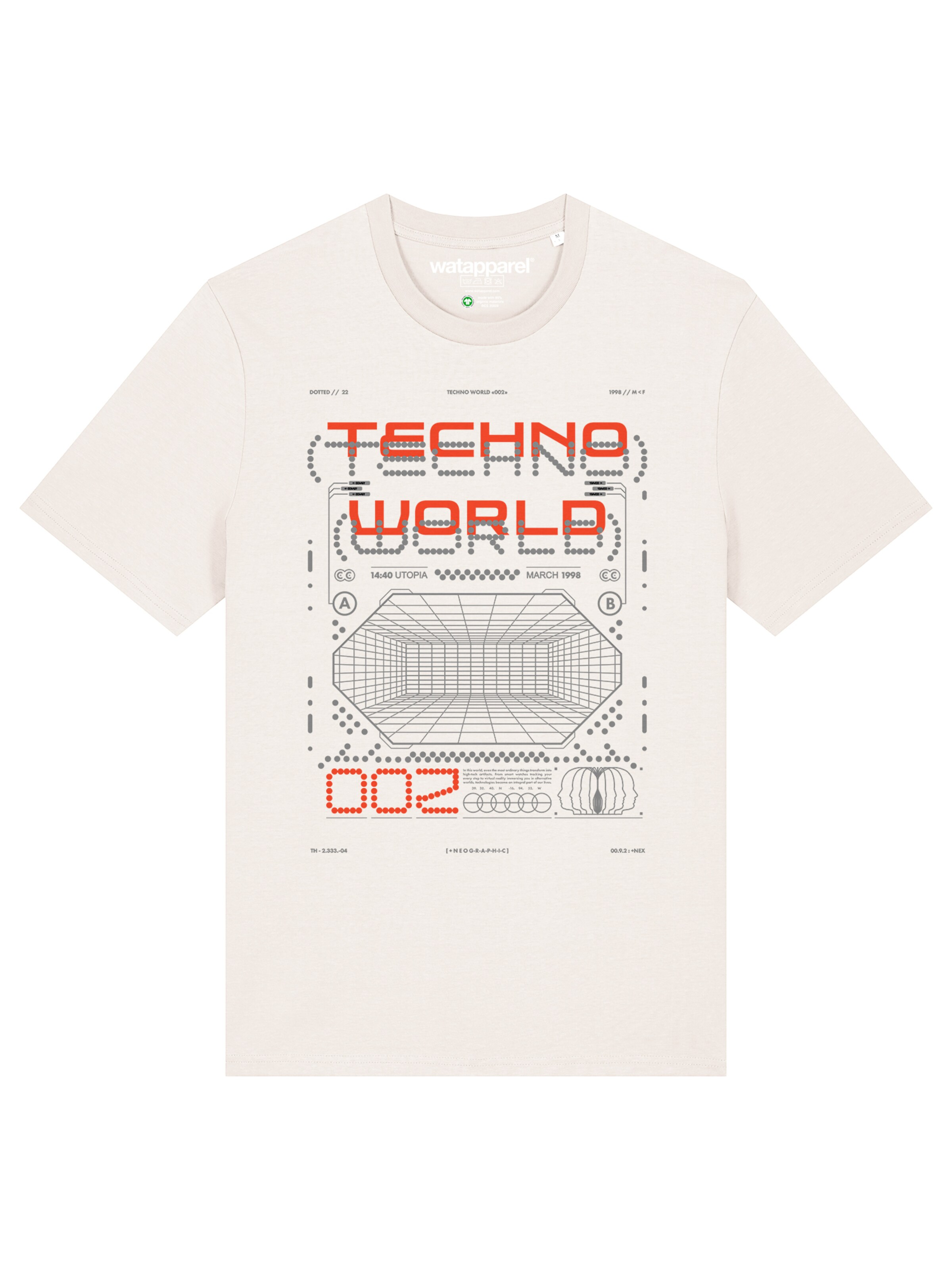 Watapparel Shirt 'Technoworld' in Wit: voorkant