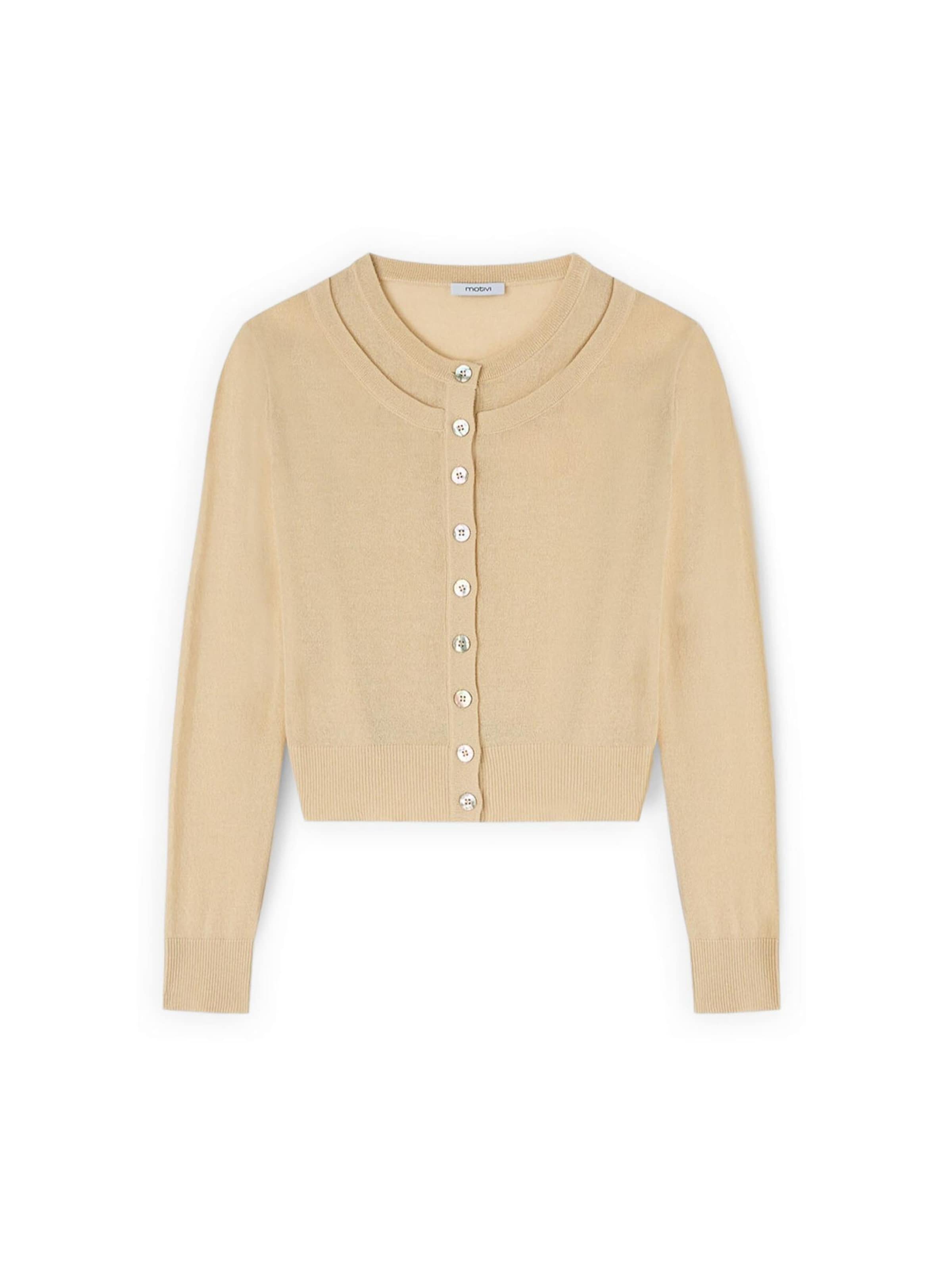 MOTIVI Gebreid vest in Beige: voorkant
