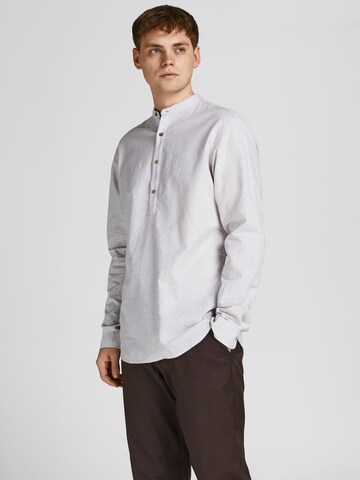 JACK & JONES Slim fit Button Up Shirt 'Summer' in Grey: front