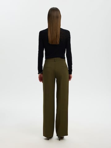 Wide leg Pantaloni con piega frontale 'SLFRita' di SELECTED in verde