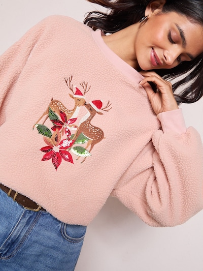 Friends Like These Sweatshirt i grön / rosa / röd, Produktvy