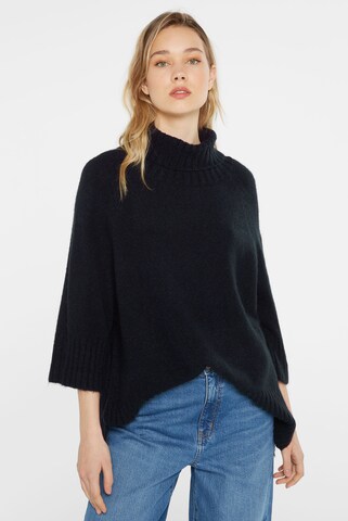 SENSES.THE LABEL Rollkragenpullover mit verkürzten Ärmeln in Blau: Vorderseite