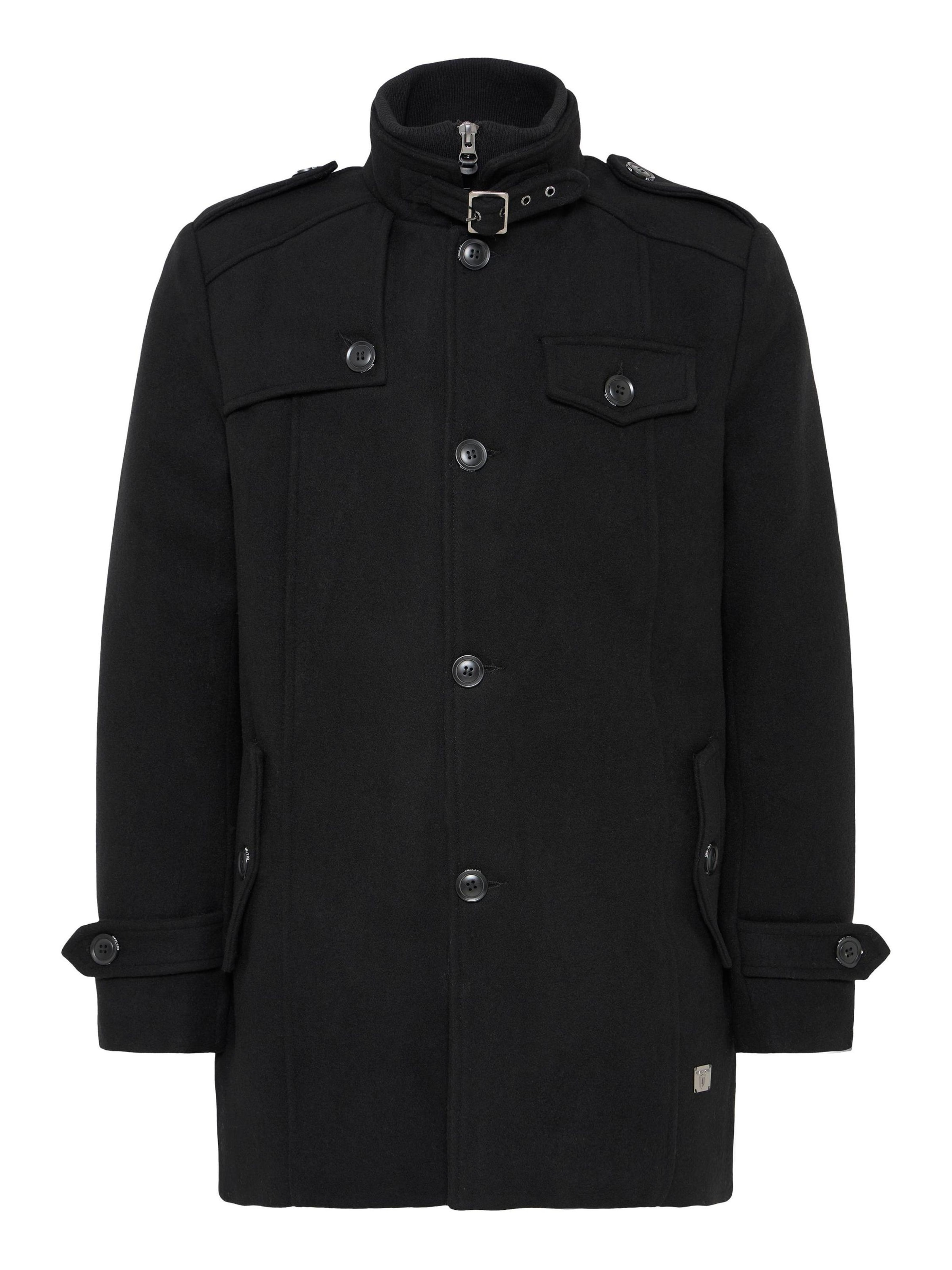 INDICODE JEANS - Sobretudo de inverno 'Brandan' em preto: frente