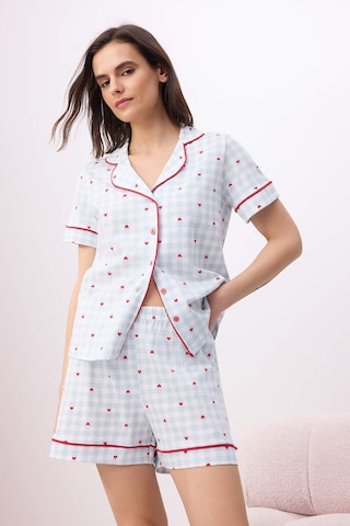 Trendyol - Pijama de pantalón corto en azul: frente