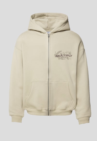 Multiply Apparel Zip-Up Hoodie 'BULLETIN' in Beige / Chocolate / Off white, Item view