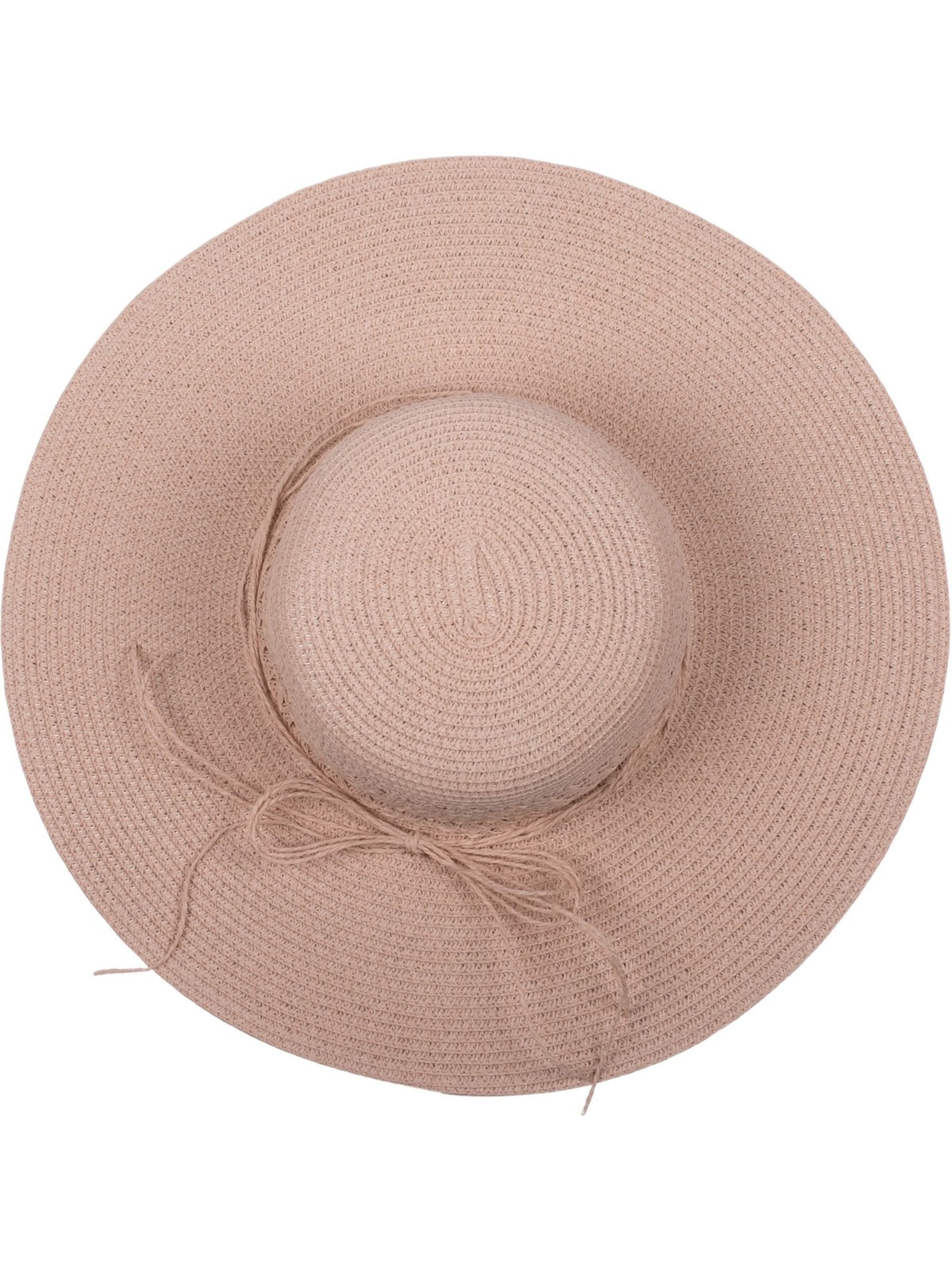 styleBREAKER Hat 'Großer Sonnenhut mit Hutband und Schleife Strohhut' in Pink