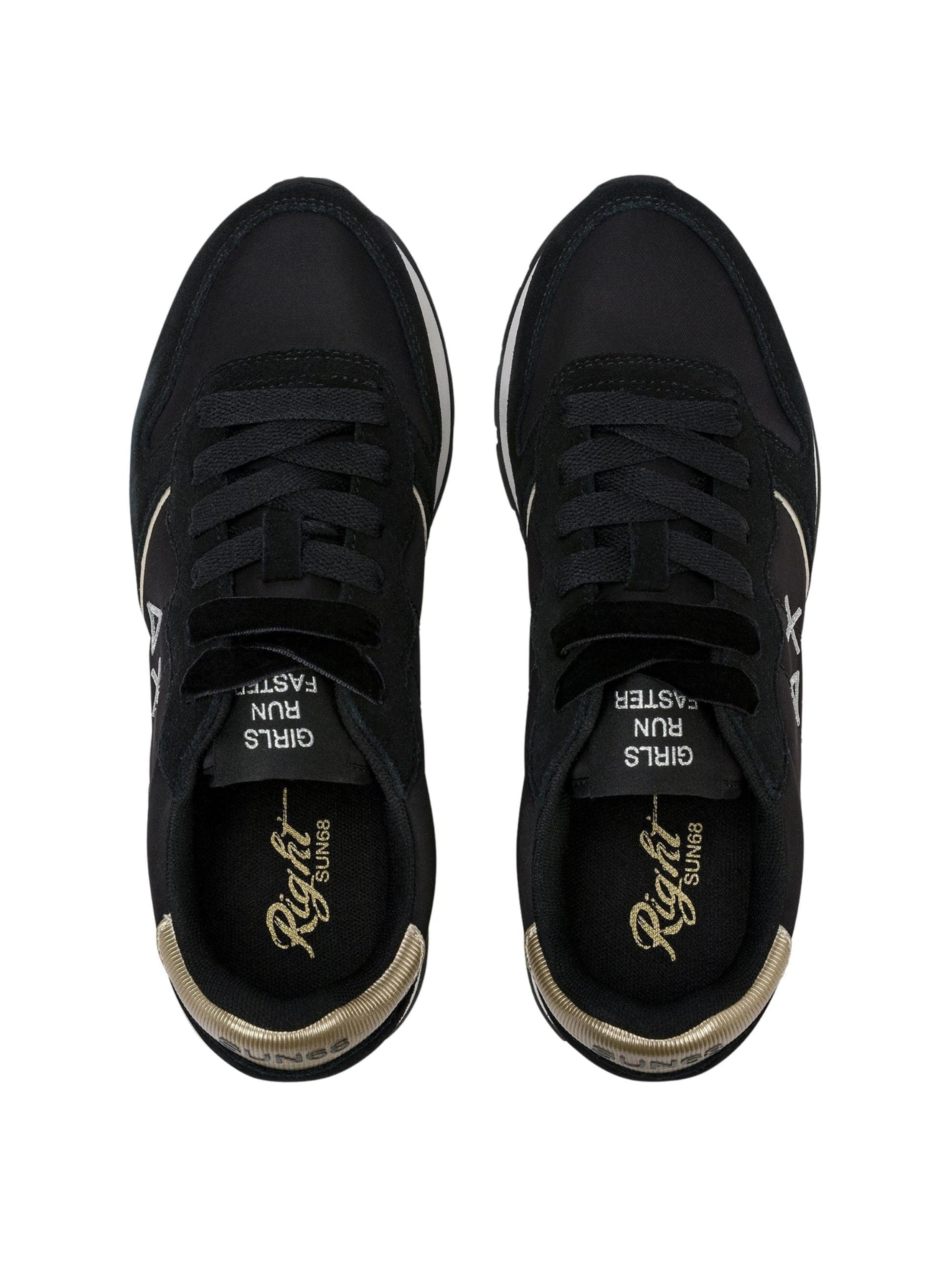 SUN68 Sneakers laag 'Sneaker Ally Gold Silver in black/medium grey suede and nylon' in Zwart