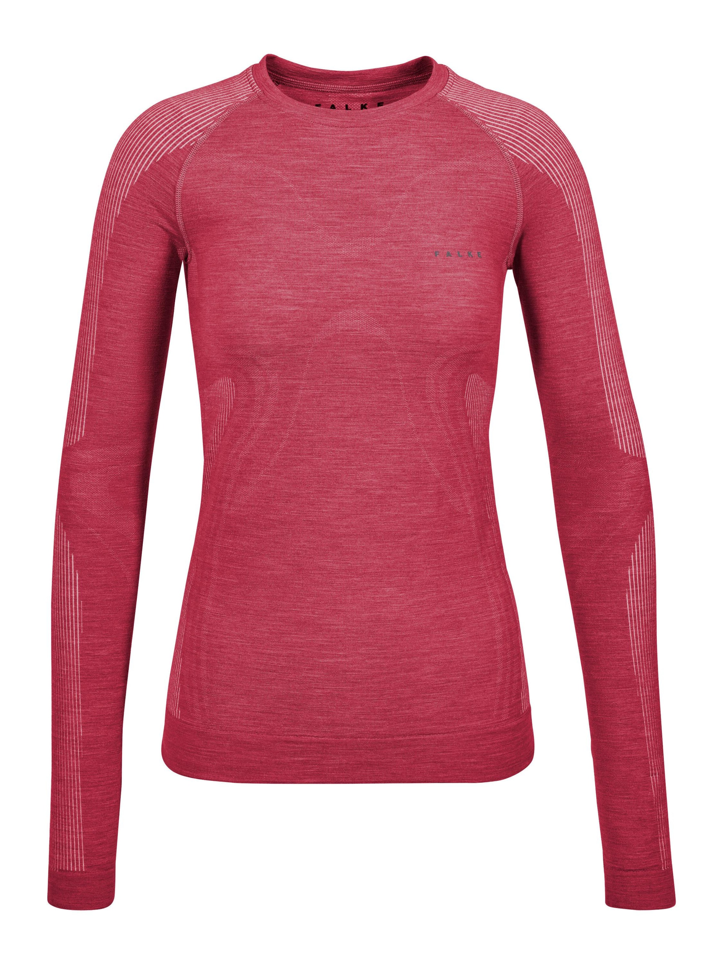 FALKE Wool-Tech Light Round Neck Long sleeve Shirt in Rot: Vorderseite