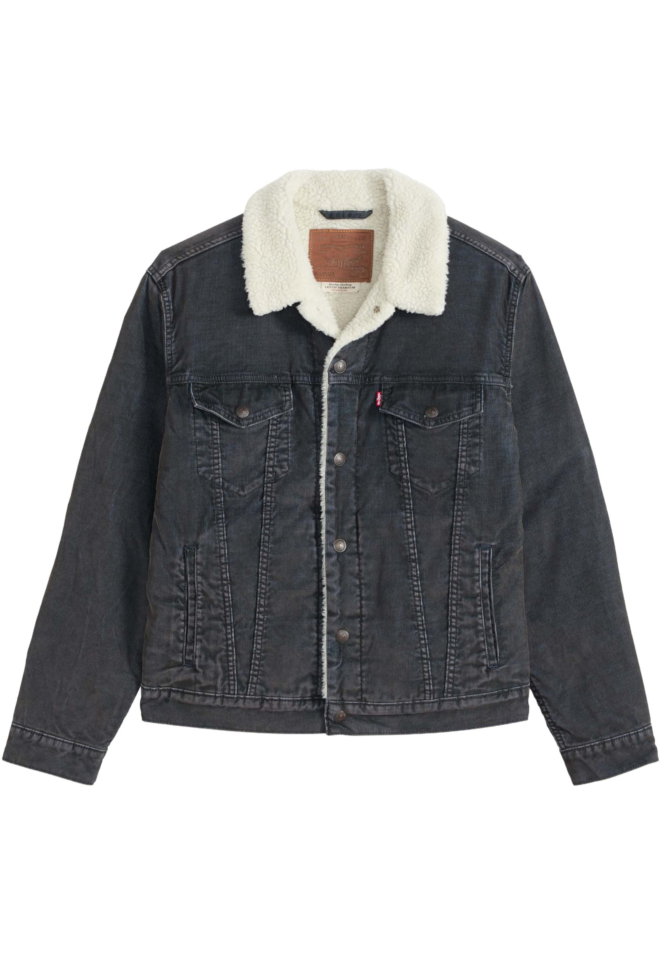LEVI'S ® Veste mi-saison 'Levi's x Justin Timberlake Type 3 Sherpa Trucker' en S en noir denim / blanc naturel, Vue avec produit