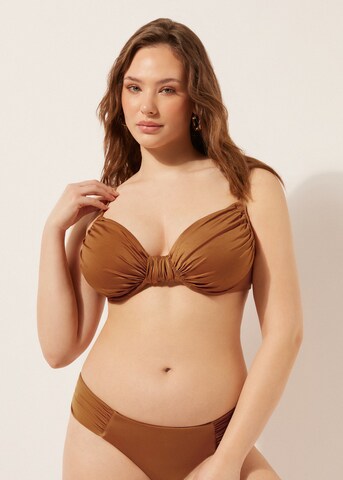 CALZEDONIA Balconette Bikinitop 'Shiny Satin' in Braun