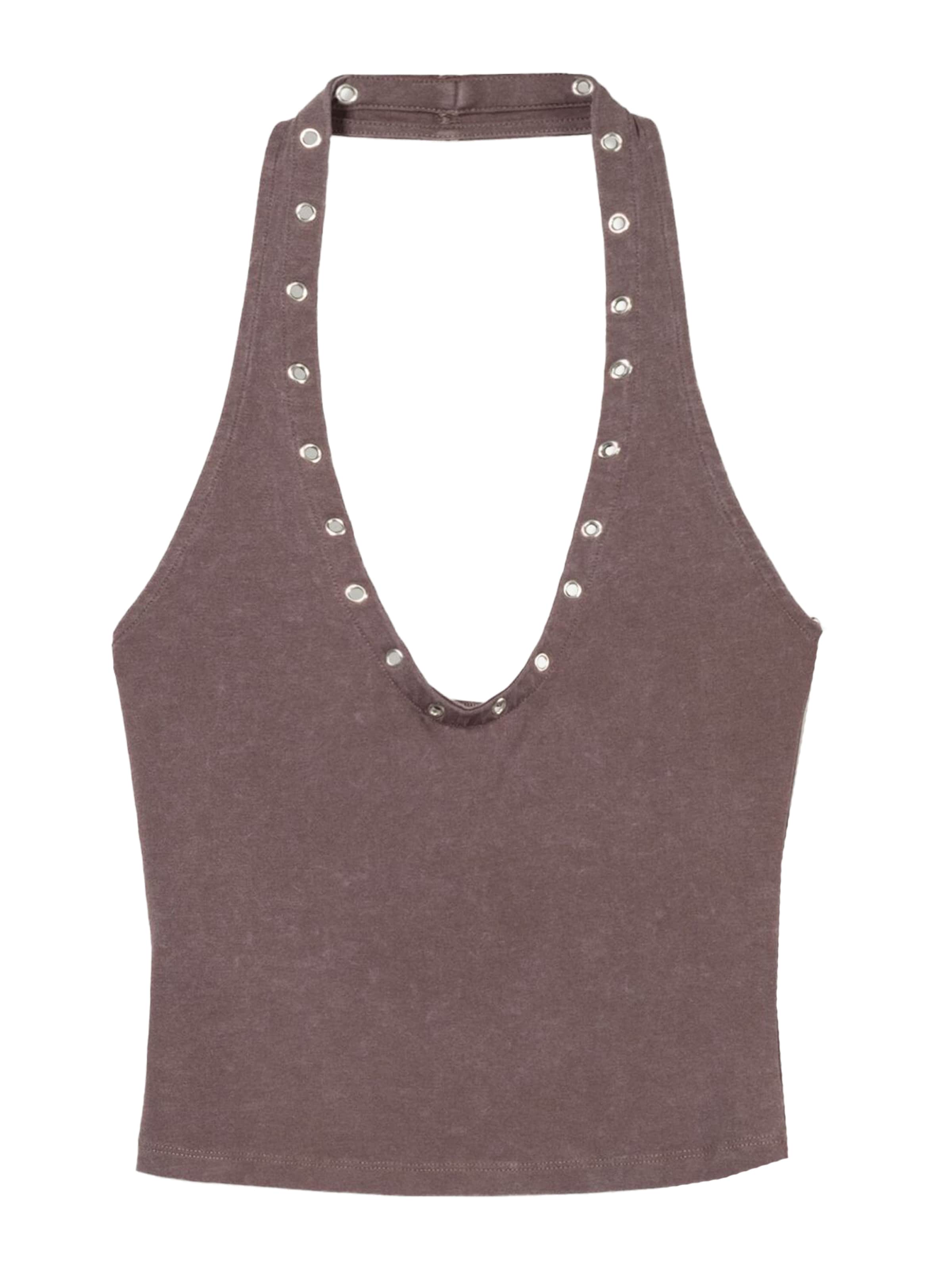 Bershka Топ в кафяво: отпред