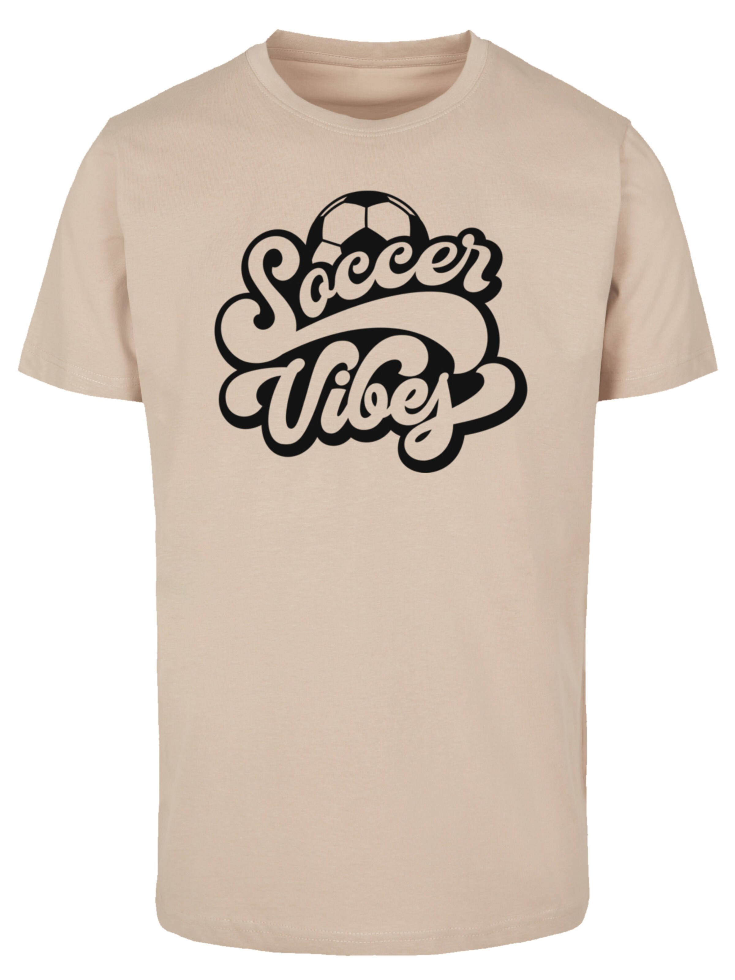 T-Shirt 'Soccer Vibes Typography Sporty Graphic' F4NT4STIC en beige : devant