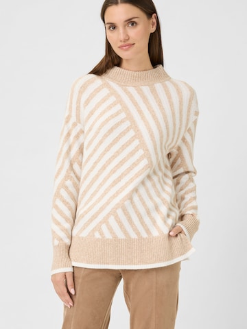 Olsen Pullover, mit Panneaux-Muster, weich in Beige: Vorderseite
