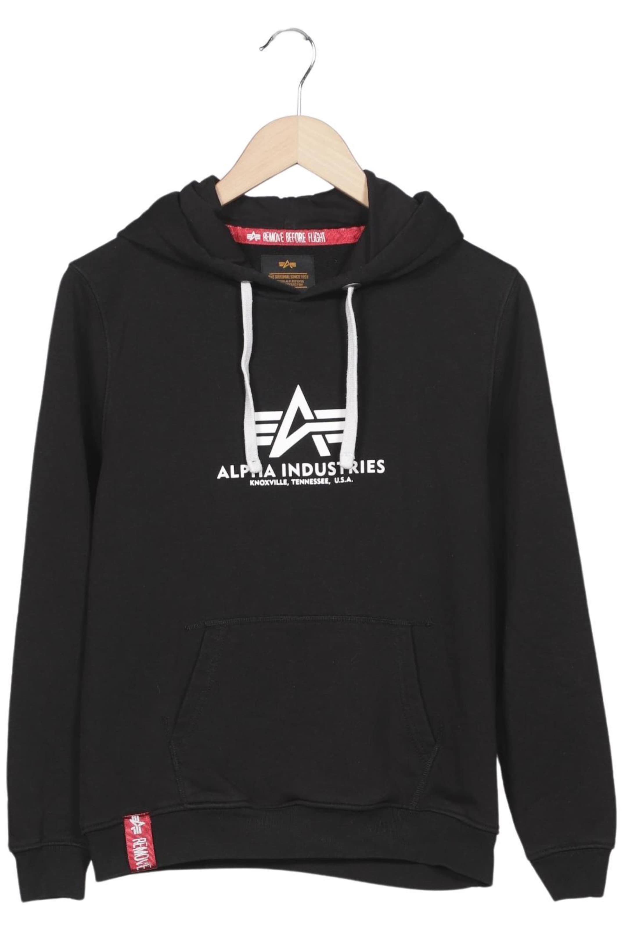 ALPHA INDUSTRIES Sweatshirt & Zip-Up Hoodie in S in Black: front