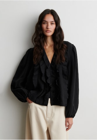 SECOND FEMALE Bluse 'Rayna Frill' in Schwarz: Vorderseite