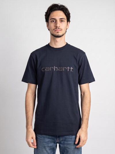 Carhartt WIP Koszulka 'S/S Script T-Shirt Deep Night / Palisander' w rozmiarze S w kolorze niebieskim, Podgląd produktu