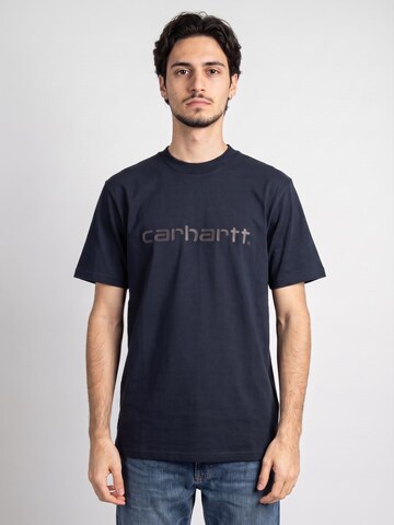Carhartt WIP Koszulka 'S/S Script T-Shirt Deep Night / Palisander' w kolorze niebieski: przód