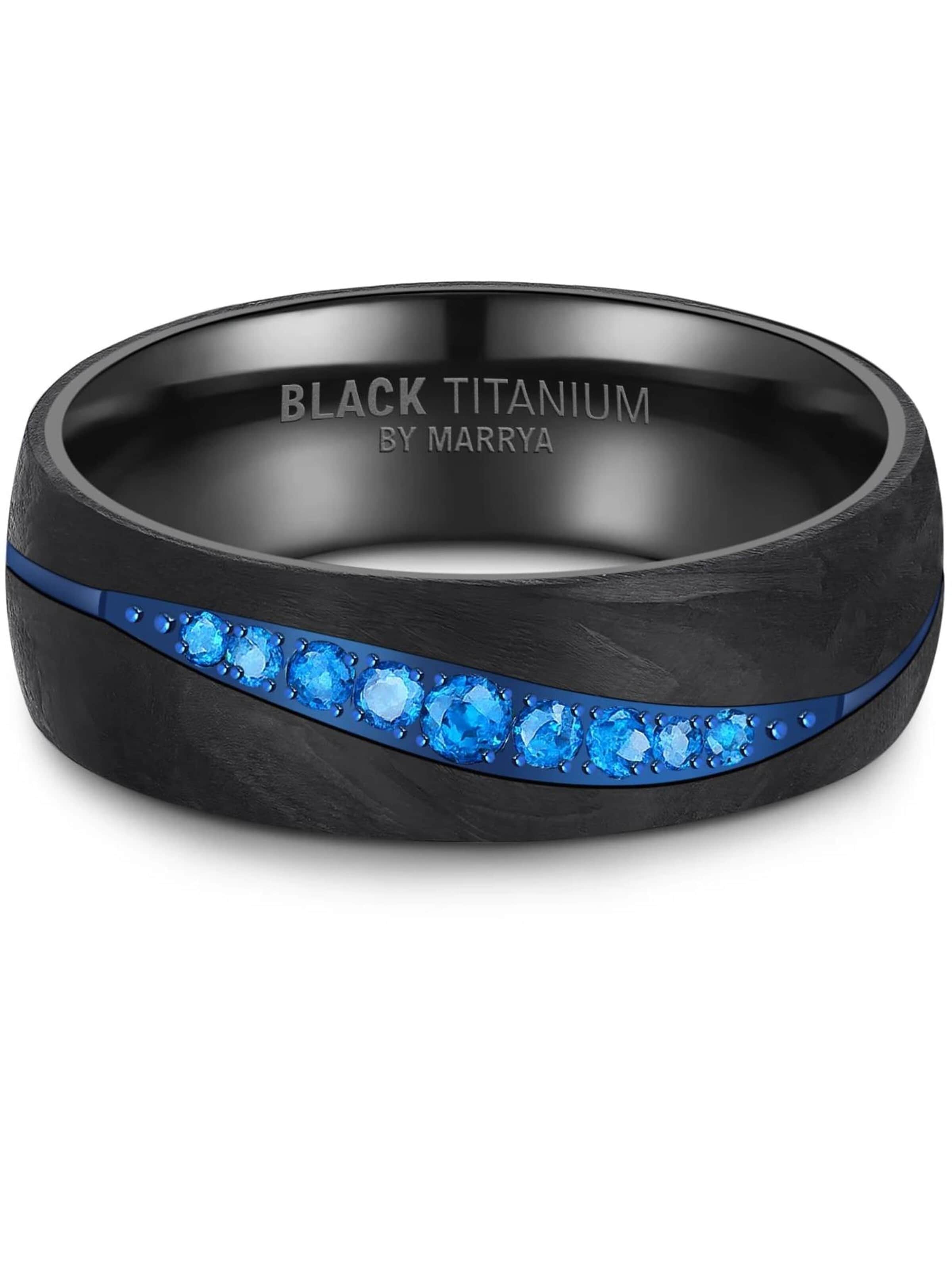 MARRYA Ring 'MARRYA Ehering BT-17 Black Titanium Ocean Blue Edition' in Blue