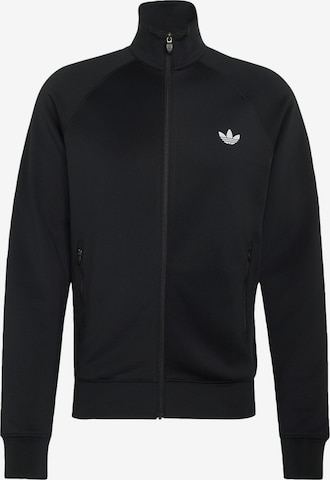 ADIDAS ORIGINALS - Casaco em moletão 'Trefoil Essentials' em preto: frente