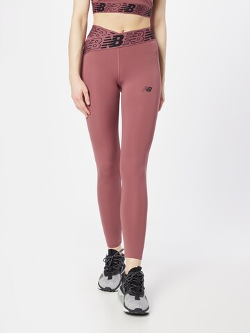 new balance Skinny Spodnie sportowe w kolorze różowy: przód