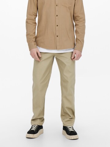 Only & Sons Regular Trousers 'EDGE' in Beige: front