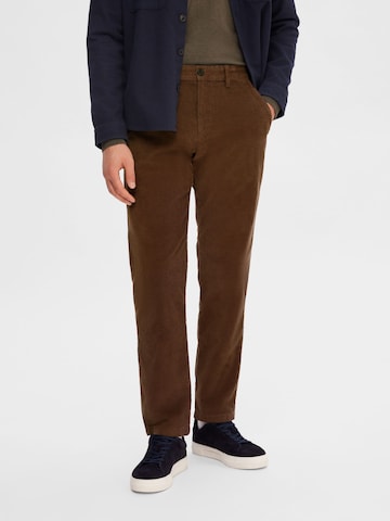 SELECTED HOMME Regular Pants 'Miles' in Brown: front