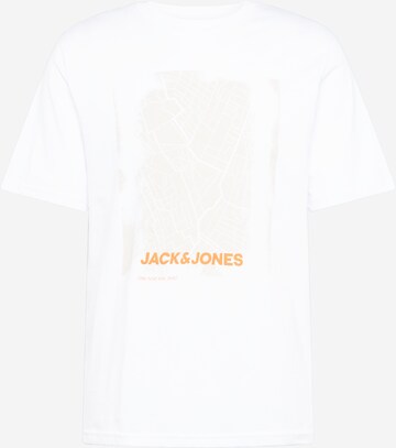 Tricou 'CITY MAP' de la JACK & JONES pe alb: față