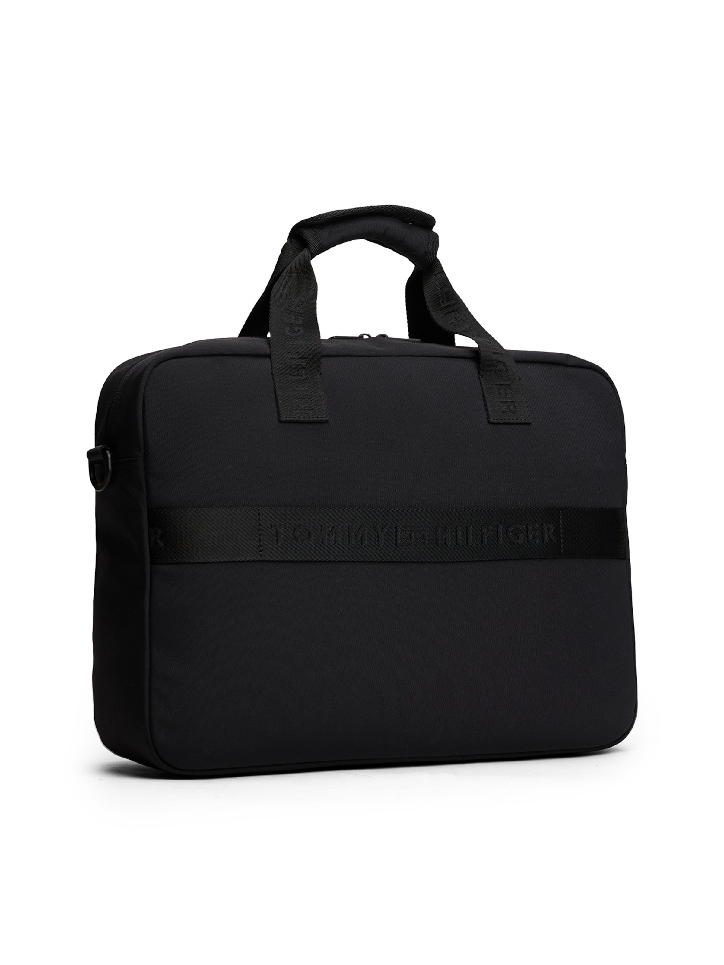 Sac d’ordinateur portable TOMMY HILFIGER en noir : devant