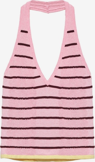 Pull&Bear Neuletoppi koossa XS värissä vaaleankeltainen / roosa / viininpunainen, Tuotenäkymä