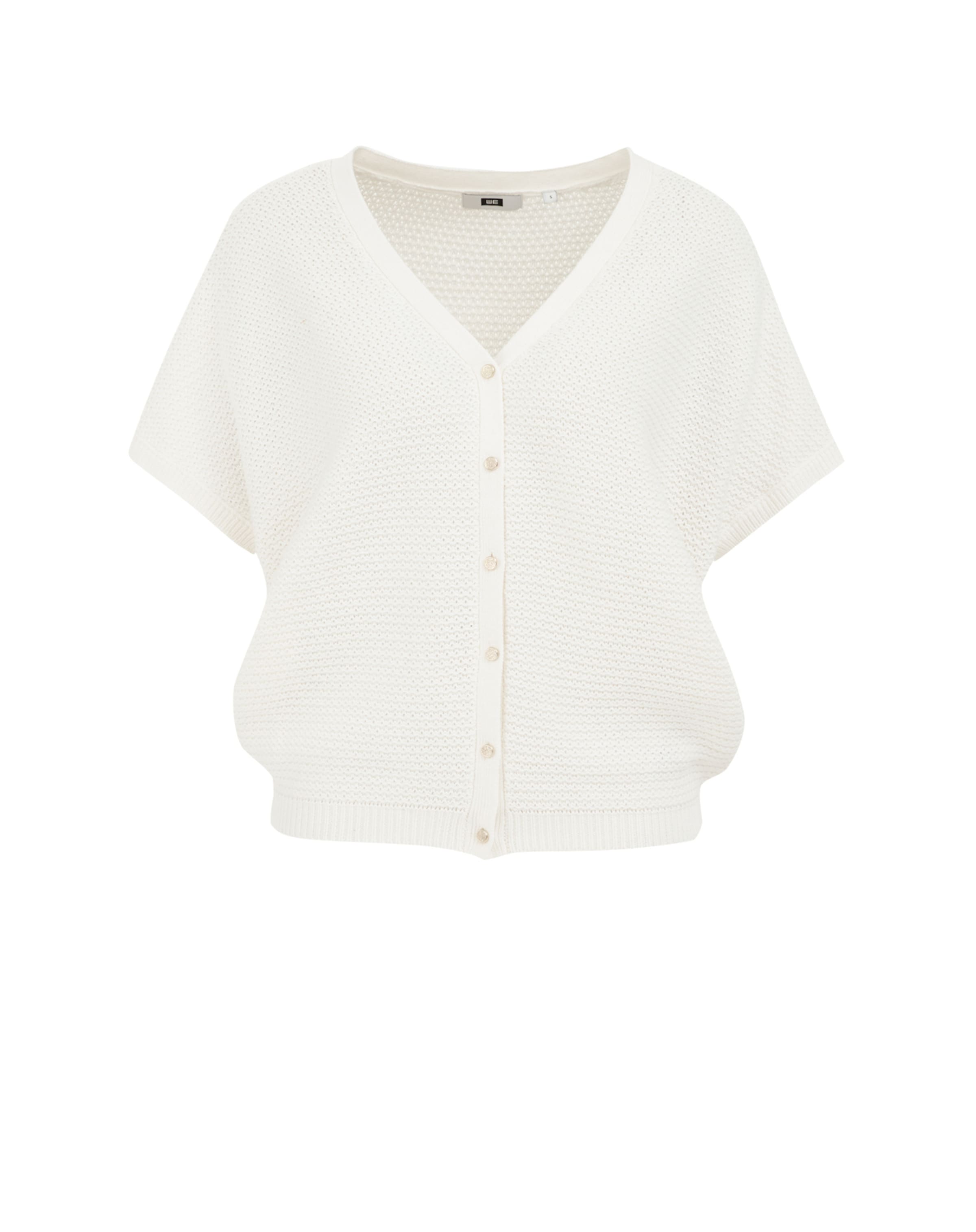 WE Fashion Плетена жилетка в бяло: отпред