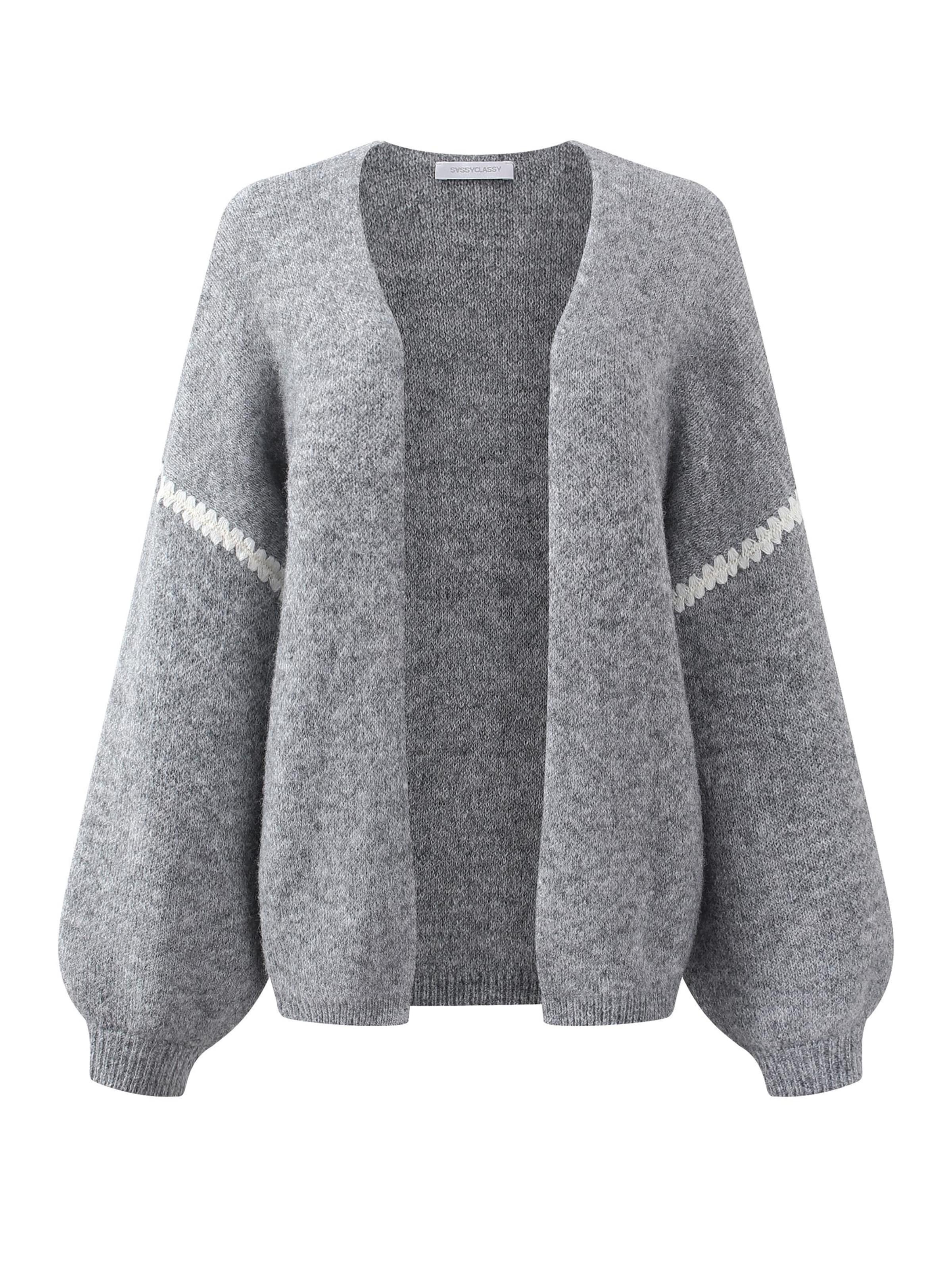SASSYCLASSY Oversizestrickjacke in grau, Produktansicht