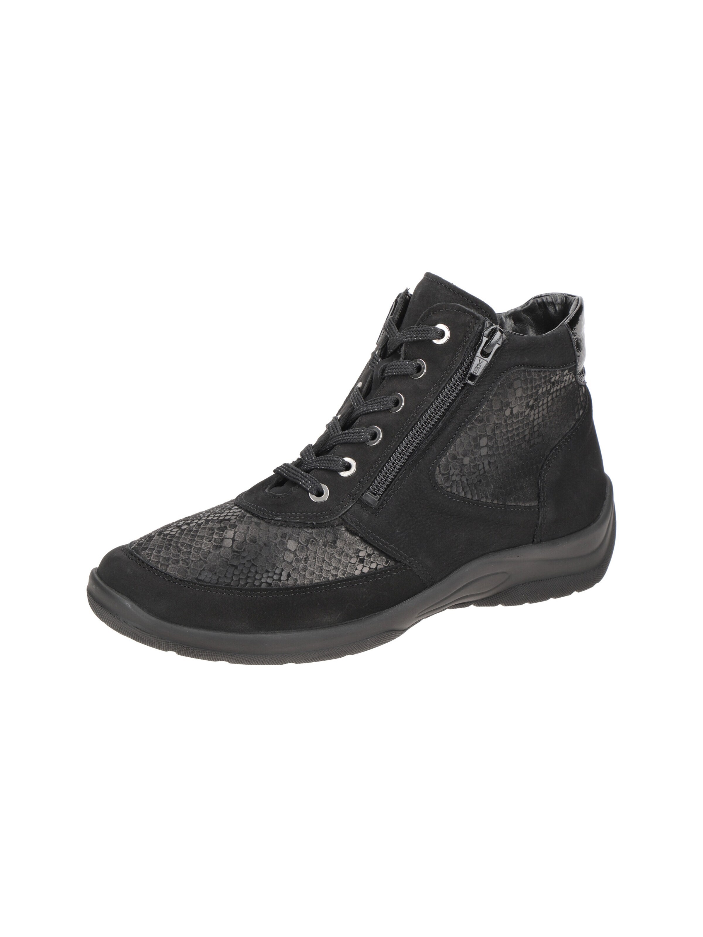 WALDLÄUFER Boots 'Waldläufer Hesna Stiefelette schwarz OrthoTritt H-Weite' in Black: front