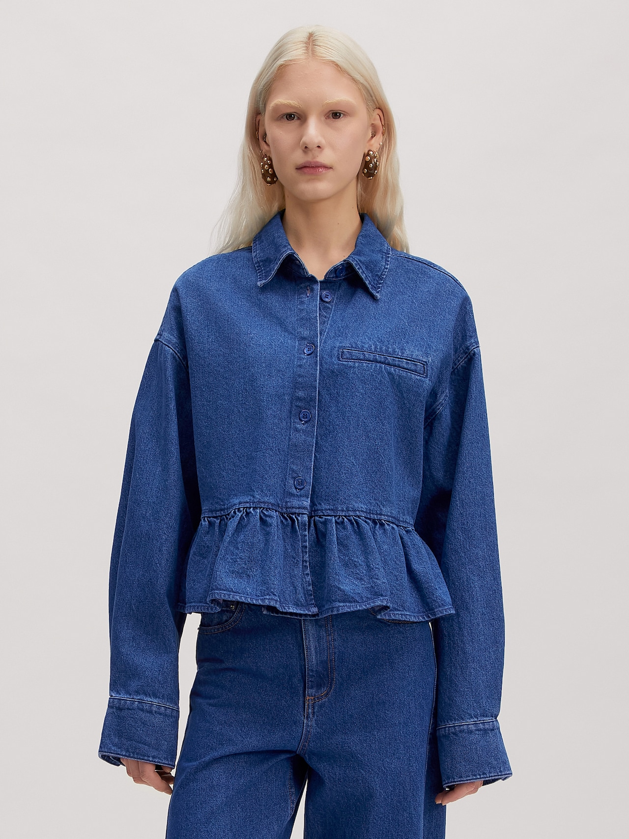 EDITED Chemisier 'Bibi' bleu denim