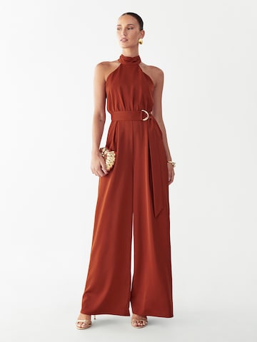 BWLDR Jumpsuit 'CREST' in Bruin: voorkant